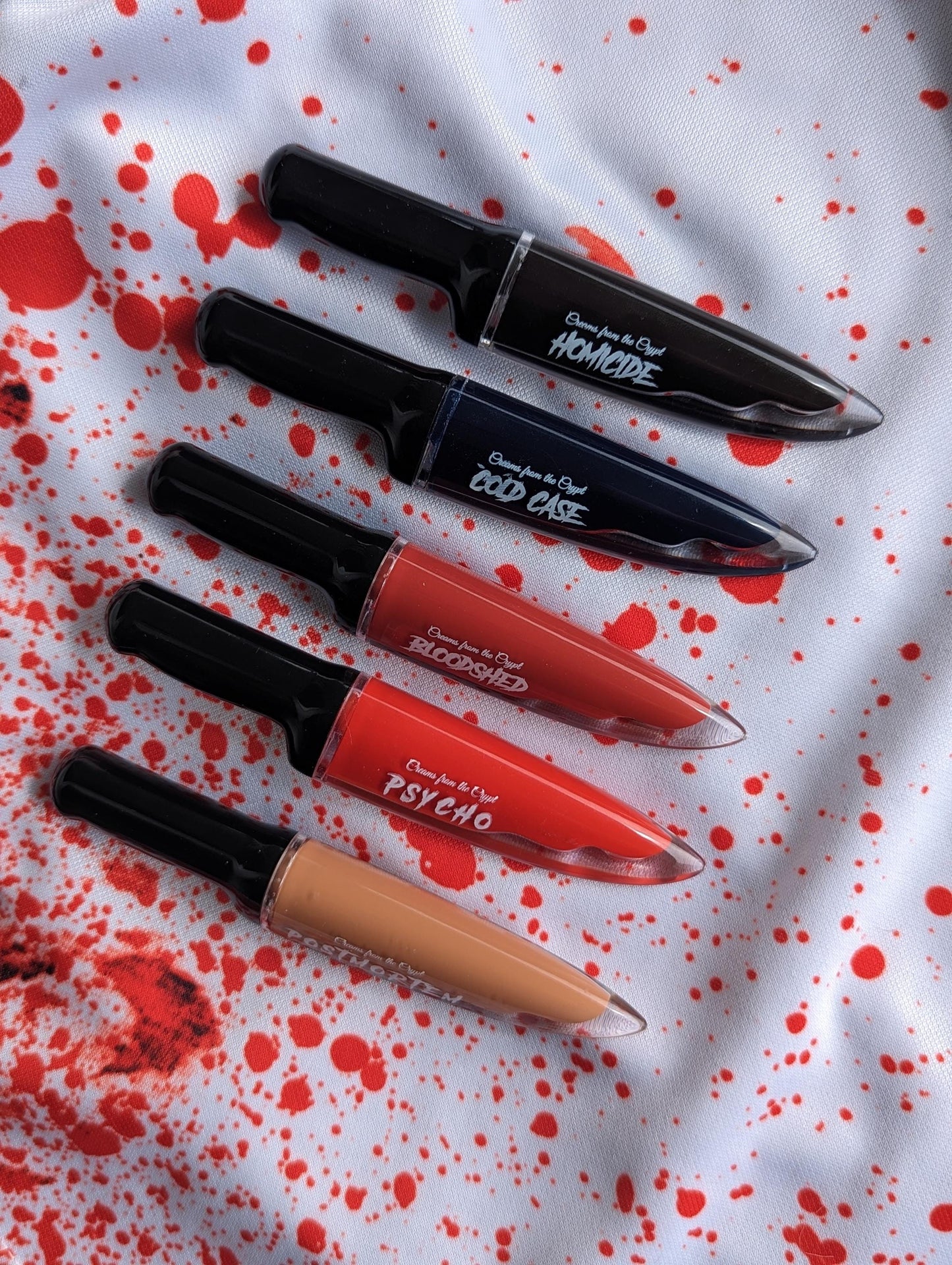 BLOODSHED - Dark red Knife shaped liquid lipstick, lip makeup, gothic cosmetics, matte, horror themed, halloween, gift for her, vegan