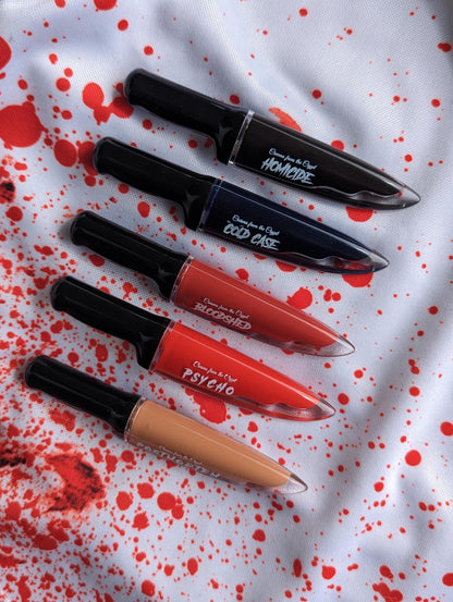 COLD CASE - Dark blue knife shaped liquid lipstick, lip makeup, gothic cosmetics, matte, horror themed, halloween, gift for her, vegan