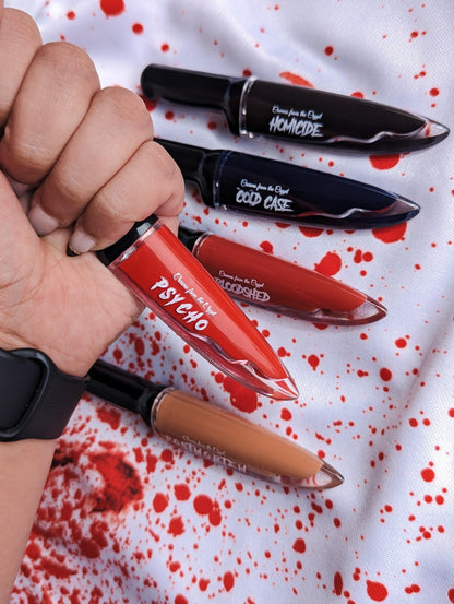 BLOODSHED - Dark red Knife shaped liquid lipstick, lip makeup, gothic cosmetics, matte, horror themed, halloween, gift for her, vegan