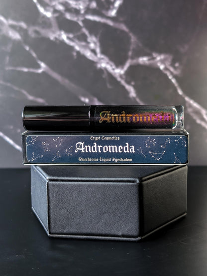 ANDROMEDA - Duochrome liquid eyeshadows, space themed, multichrome cosmetics, witchy makeup, astrology, astronomy, highlighter, vegan