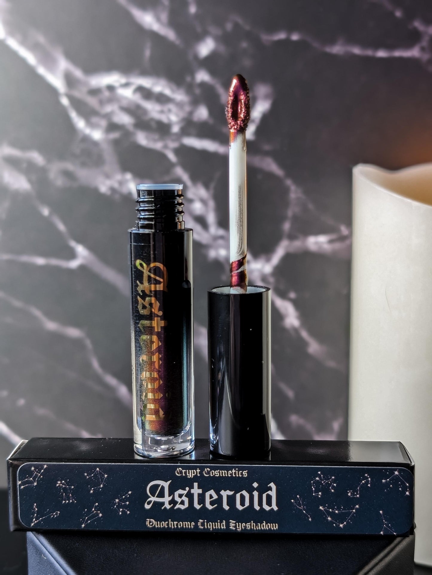 ASTEROID - Duochrome liquid eyeshadows, space themed, multichrome cosmetics, witchy makeup, astrology, astronomy, highlighter, vegan
