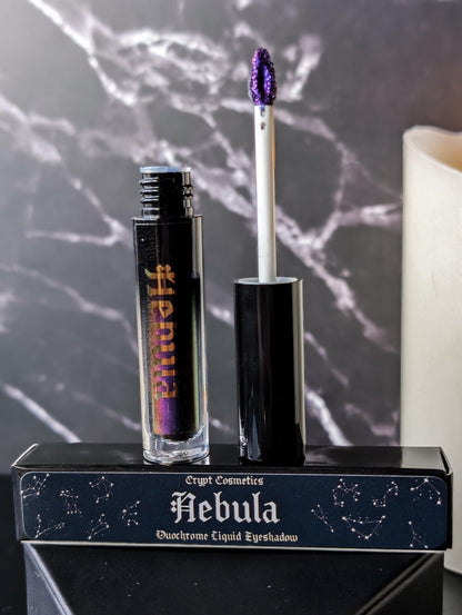 NEBULA - Duochrome liquid eyeshadows, space themed, multichrome cosmetics, witchy makeup, astrology, astronomy, highlighter, vegan
