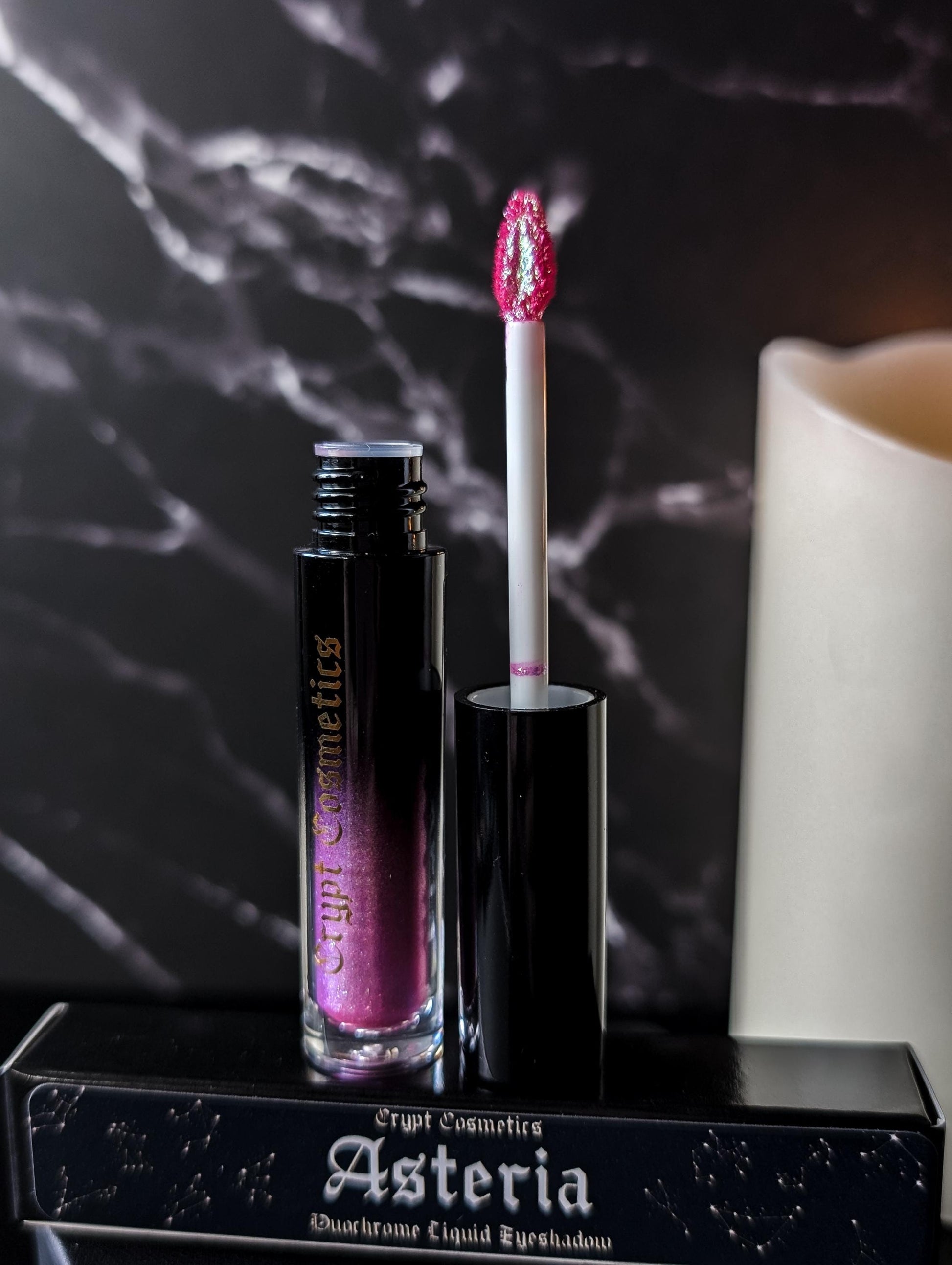 ASTERIA - Duochrome liquid eyeshadows, space themed, multichrome cosmetics, witchy makeup, astrology, astronomy, highlighter, vegan