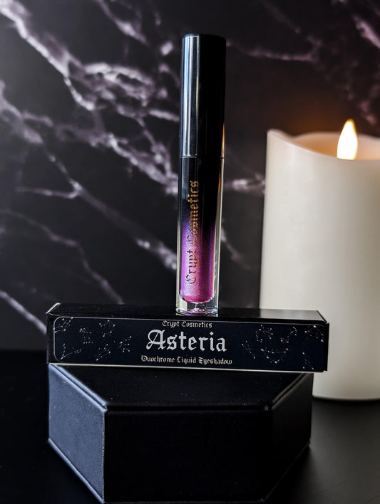 ASTERIA - Duochrome liquid eyeshadows, space themed, multichrome cosmetics, witchy makeup, astrology, astronomy, highlighter, vegan