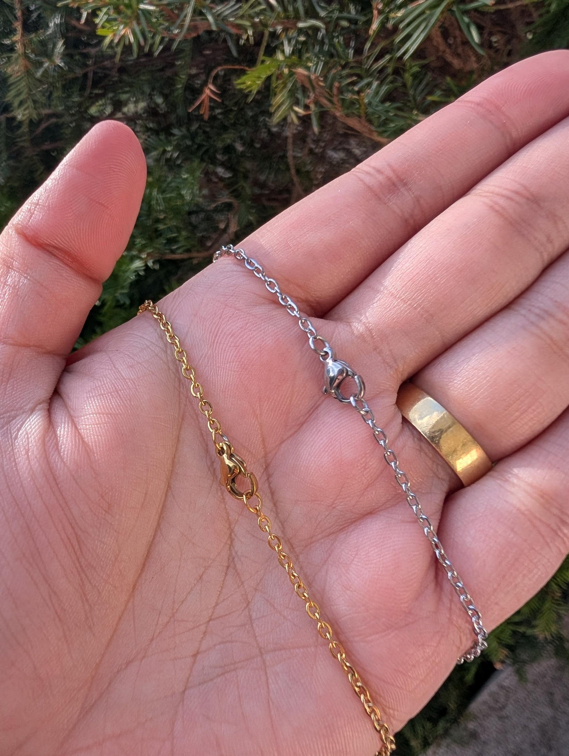 Chain add-on for lip gloss, gold or silver, lobster clasp, stainless steel
