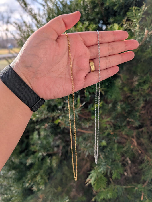 Chain add-on for lip gloss, gold or silver, lobster clasp, stainless steel